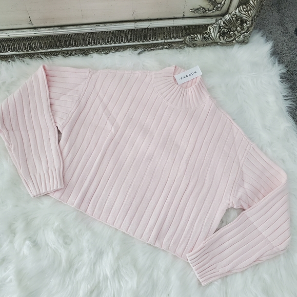 PacSun Light Pink Ribbed Sweater - Picture 3 of 9